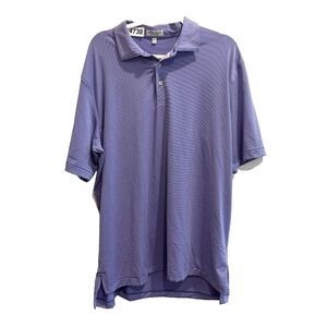 Peter Millar Mens Purple Golf Polo Shirt XL Striped Summer Comfort Short Sleeve